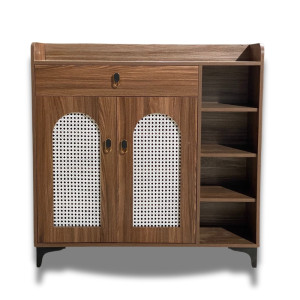 Tủ để giày cánh mây chân sắt Pula SC56 màu nâu óc chó