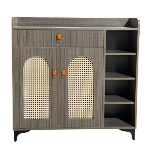 Tủ để giày cánh mây chân sắt Pula SC56 màu ghi