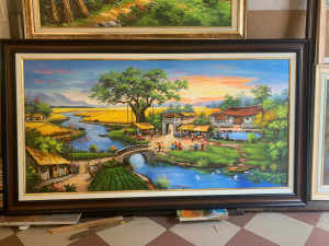 Tranh Làng Quê Việt sau khi hoàn thiện và đóng khung