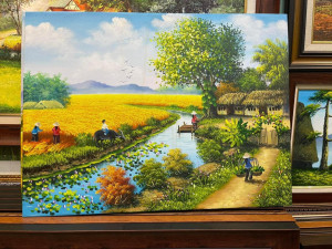 Tranh Dòng Sông Quê hoàn thiện tại xưởng tranh
