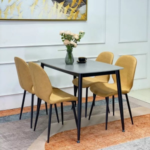 Bộ bàn ghế ăn 4 ghế giá rẻ Pula BGA56 phiên bản vàng nâu