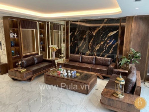 Bộ sofa gỗ óc chó cao cấp Pula