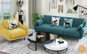Hình ảnh mẫu sofa văng đệm vải nhung nỉ V28