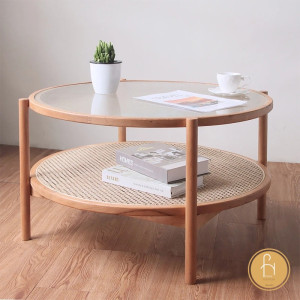 Bàn trà 2 tầng mặt kính sóng Pula BT22