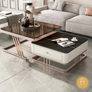Bàn kính sofa vuông