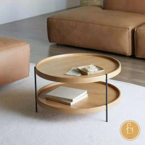 Bàn trà 2 tầng mặt gỗ Pula BT23