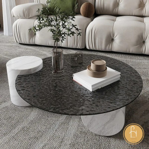 Bàn trà thủy tinh gợn sóng Pula BT51