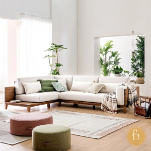 Sofa góc viền gỗ hiện đại L35