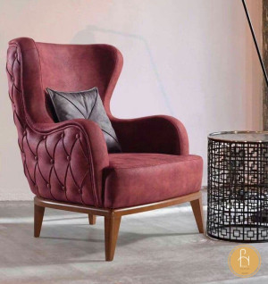 Ghế sofa tone hồng đậm bọc da cổ điển