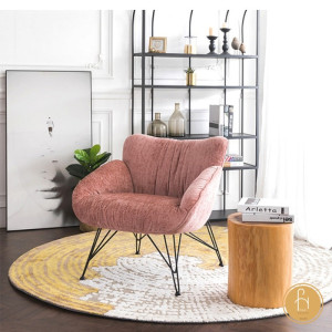 Mẫu sofa đơn màu hồng bọc vải