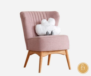 Sofa đơn tone hồng bọc vải thô