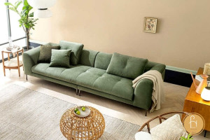 Sofa xanh lá vải thô