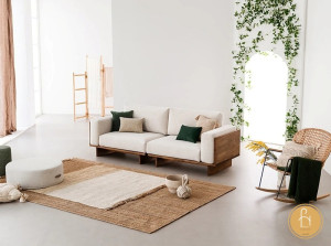 Sofa văng viền gỗ V62
