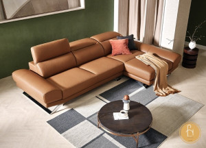Sofa da nâu phối màu tương phản