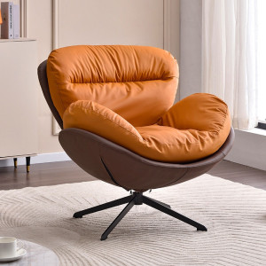 Ghế thư giãn xoay Pula Swivel nâu đệm cam