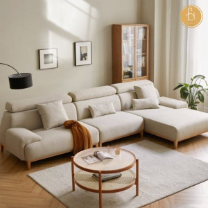 Sofa nỉ góc L chân gỗ