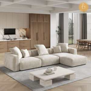 Sofa nỉ nhung góc L
