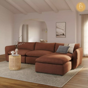 Sofa nỉ góc L màu Mocha Mouse