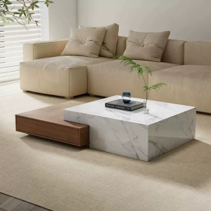 Bàn trà nhập khẩu đá và gỗ Pula BT66